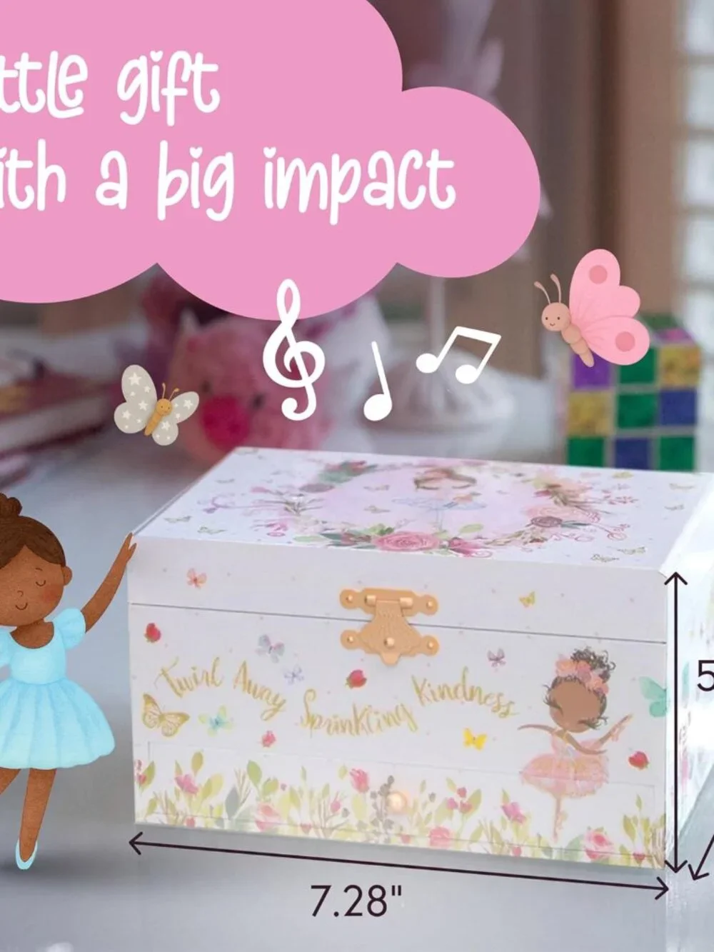 The Memory Building Co Black Ballerina Musical Jewelry Box Plays Classic Melody,